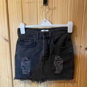 Forever 21 Black Distressed Mini Skirt